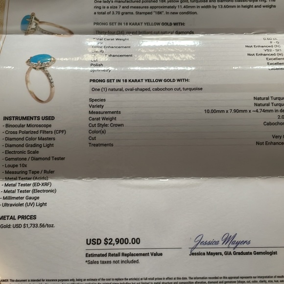 Diamond and Turquoise Ring - Picture 5 of 5